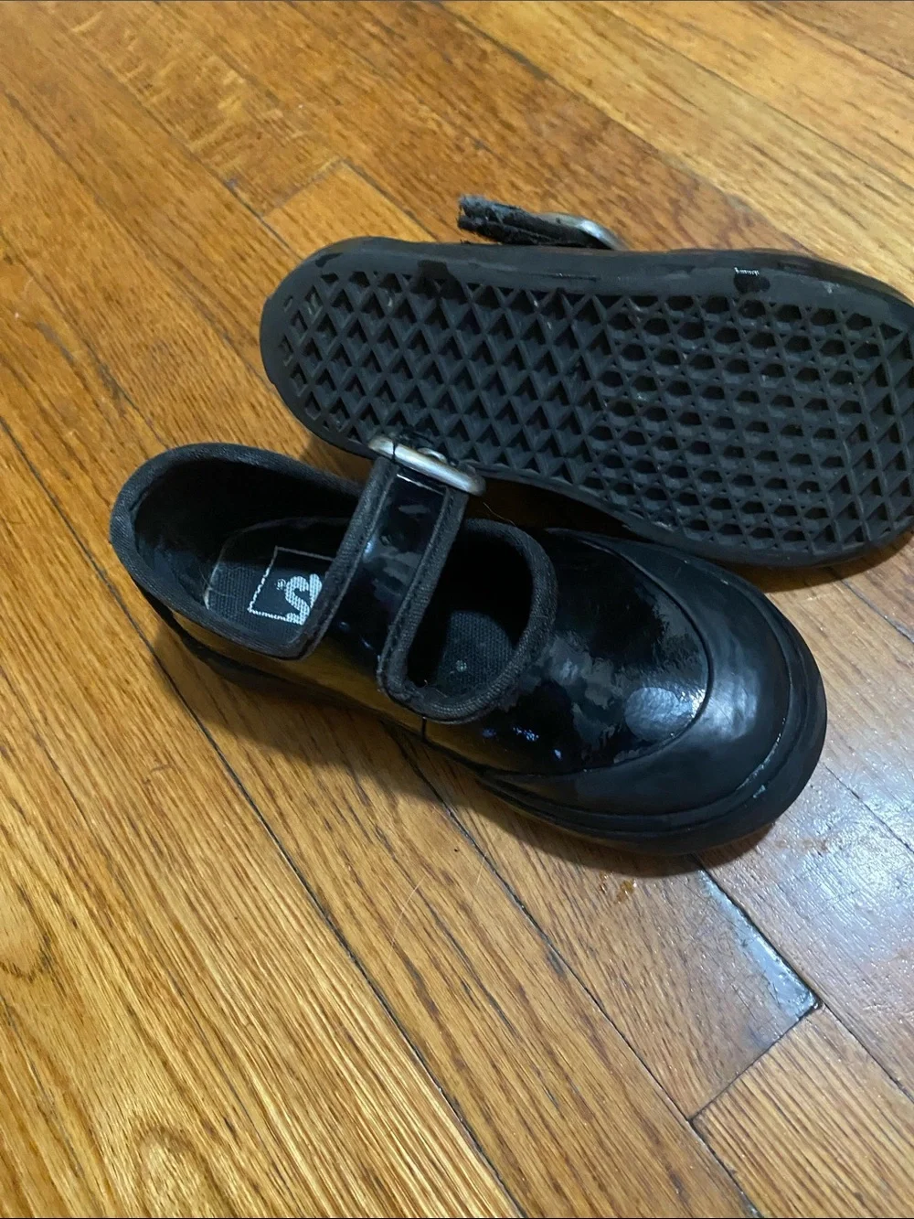 Vans Black Patent Mary Jane Shoes for Kids